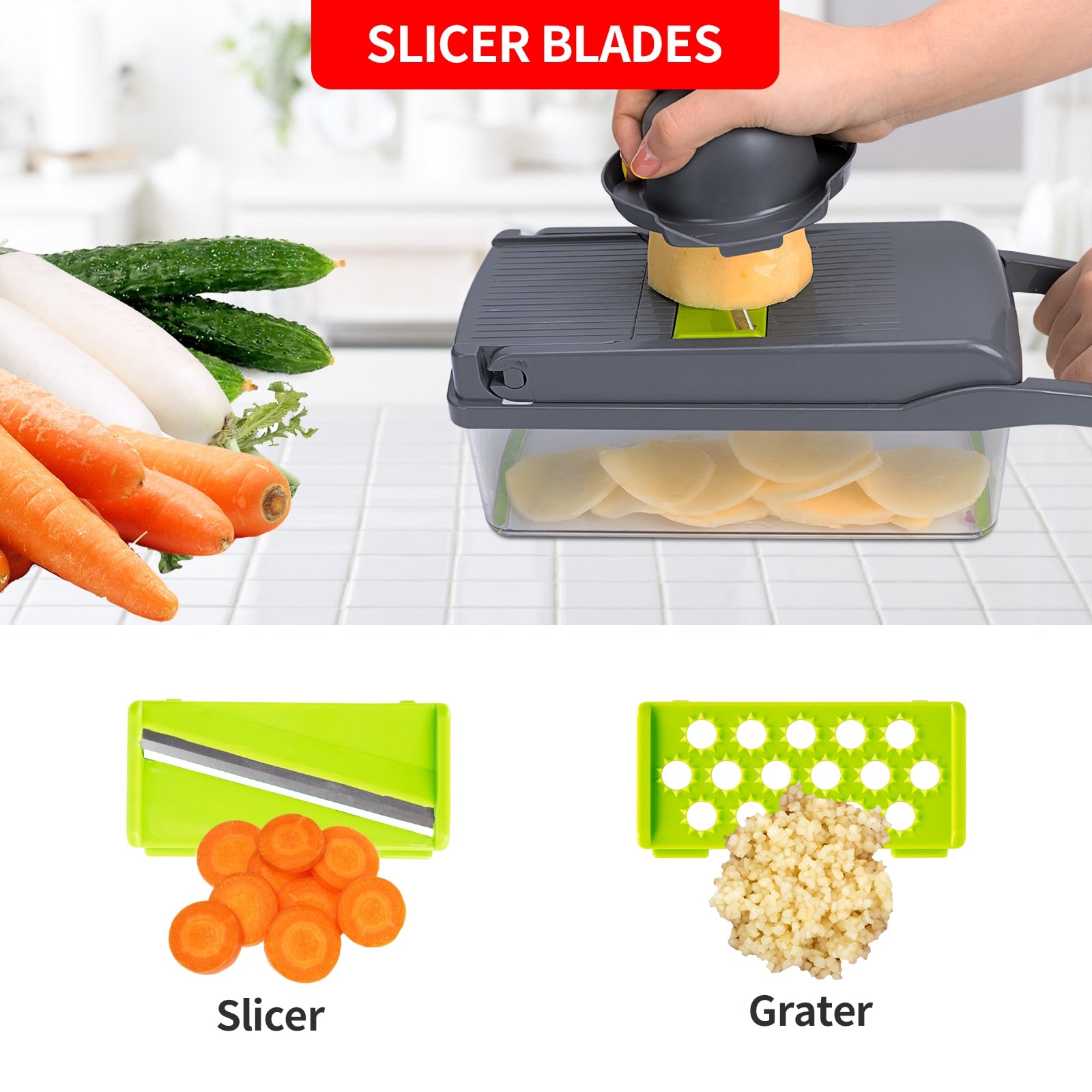 12 em 1 multifuncional cortador de legumes slicer shredders slicer com  cesta frutas batata chopper cenoura ralador - lojasoutletstore